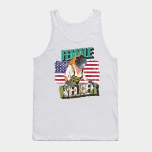 Welder girl funny quote woman metal worker gift  Female welder floral pettern USA flag Tank Top